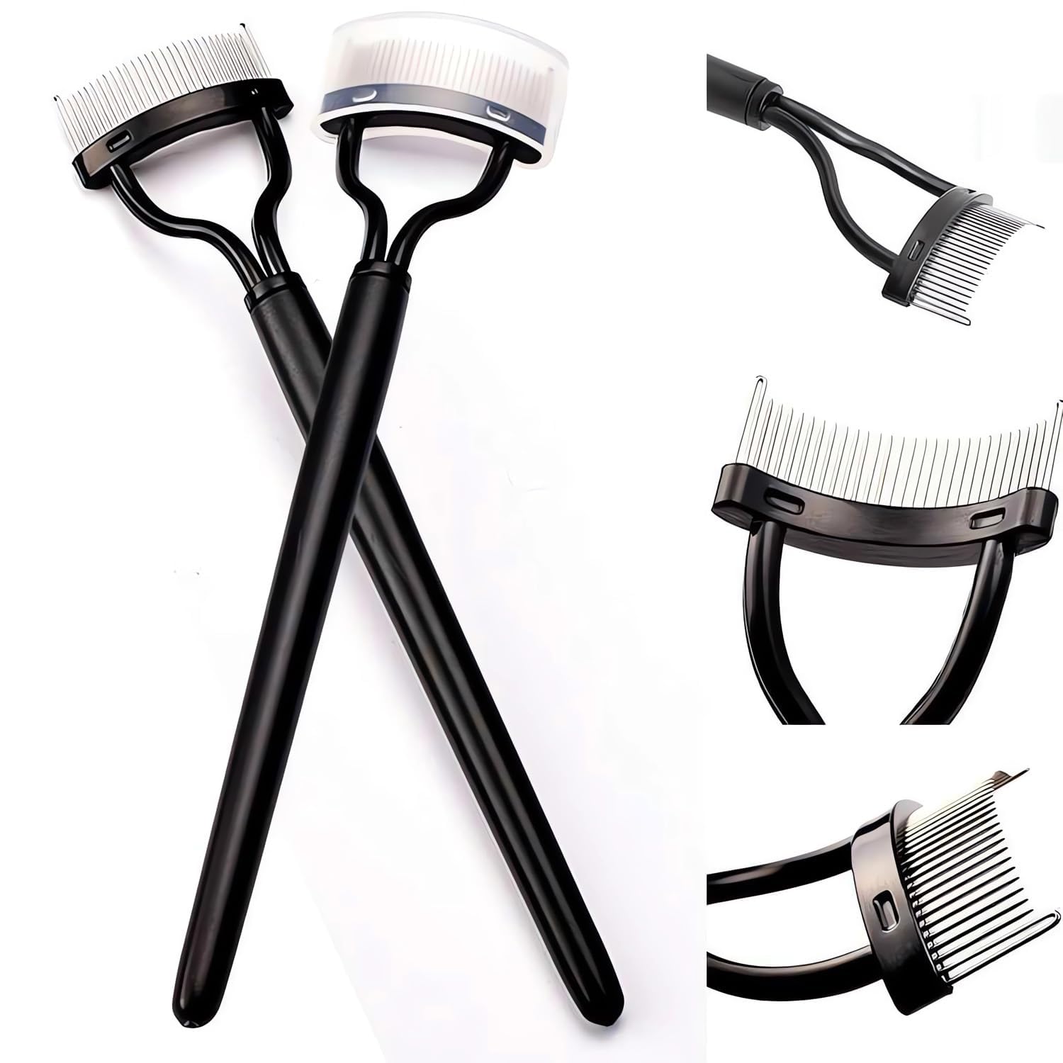 Corconess peine para pestañas con tapa protectora para almacenamiento higiénico.