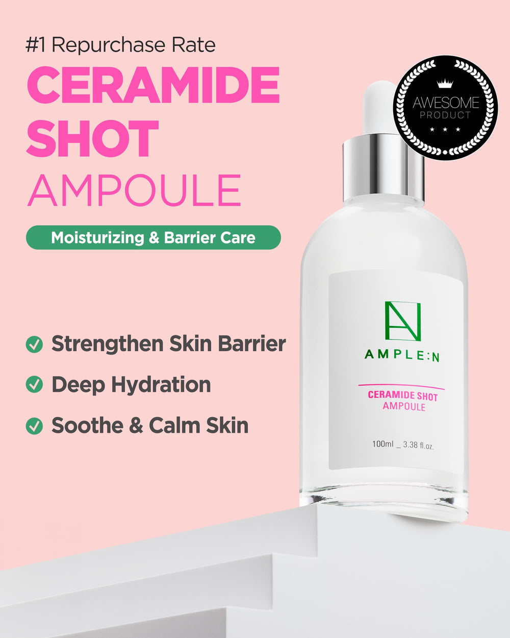 CORÉANA AMPLE:N Ampoule; complexe céramide revitalisant la barrière cutanée.