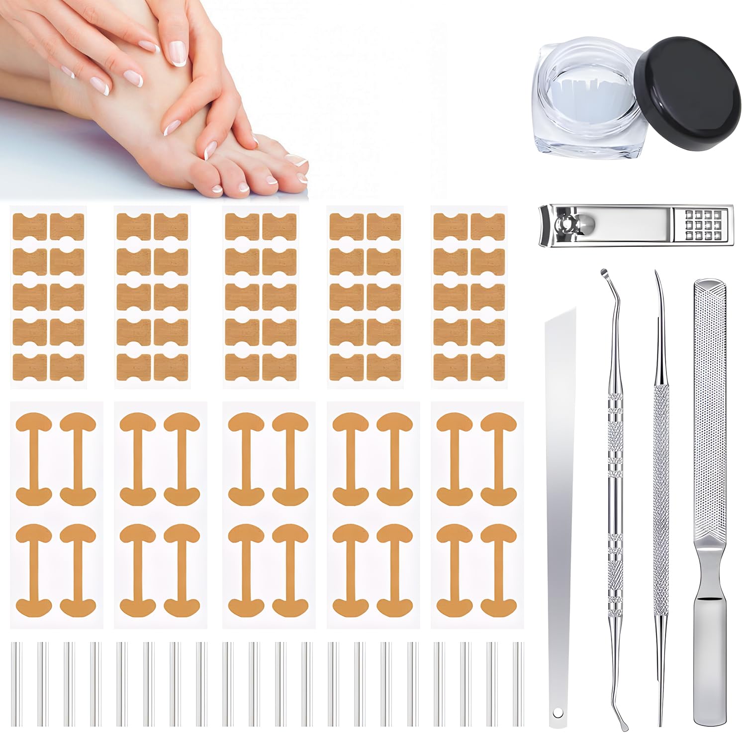 Corrector de uñas encarnadas con tiras correctoras para uso diario
