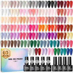 Coscelia set esmaltes gel 60 frascos, paleta completa para manicura duradera en casa.