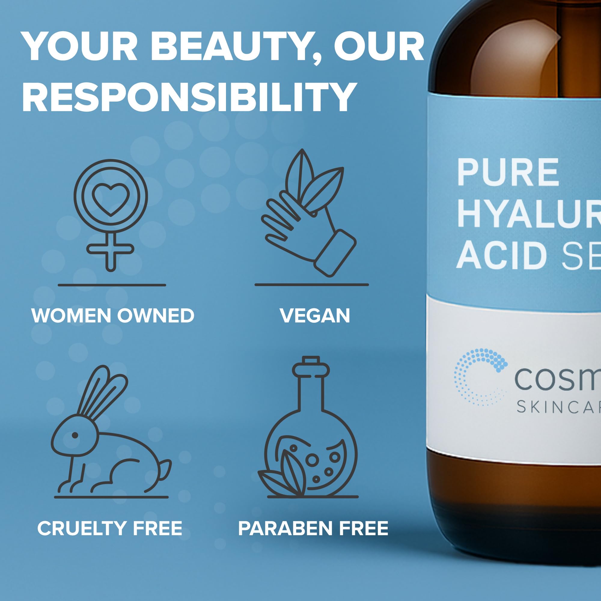 Empaque elegante y práctico del serum hialurónico Cosmedica.