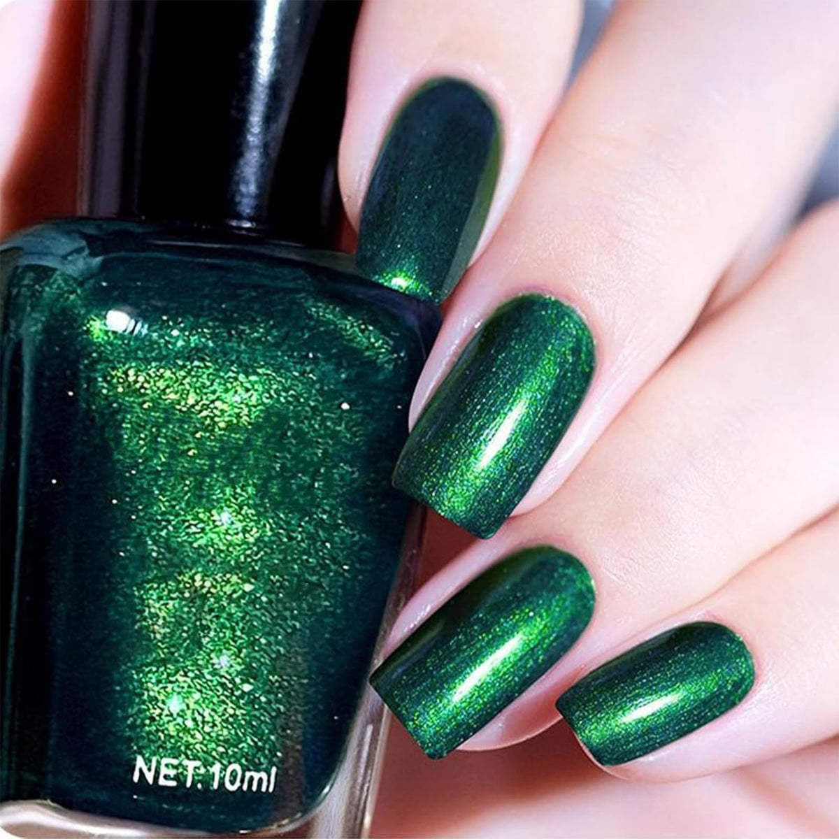 COSMOO Glitter Verde Oscuro – frasco con brillo intenso para uñas