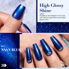 COSMOO Esmalte Royal Azul: aplicación suave con pincel para cobertura uniforme.