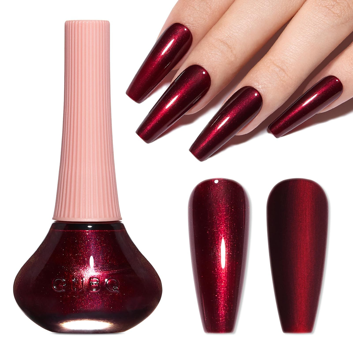 COSMOO Esmalte vino UltraChrome en botella con brillo intenso.