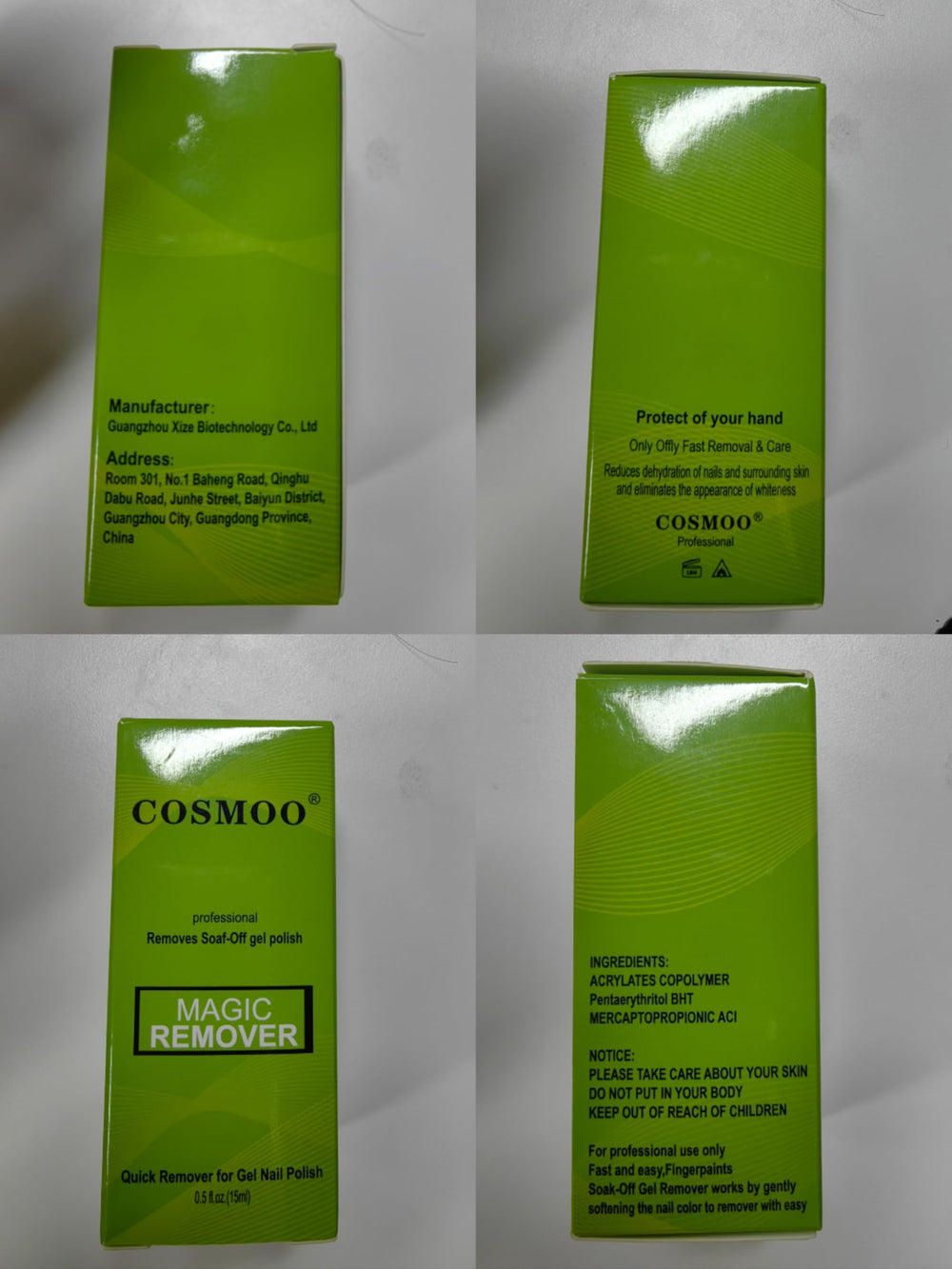 COSMOO removedor gel, fórmula a base de resina natural, suave con las uñas