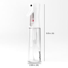 Cotouni atomizador de vidrio transparente muestra capacidad de 300 ml.