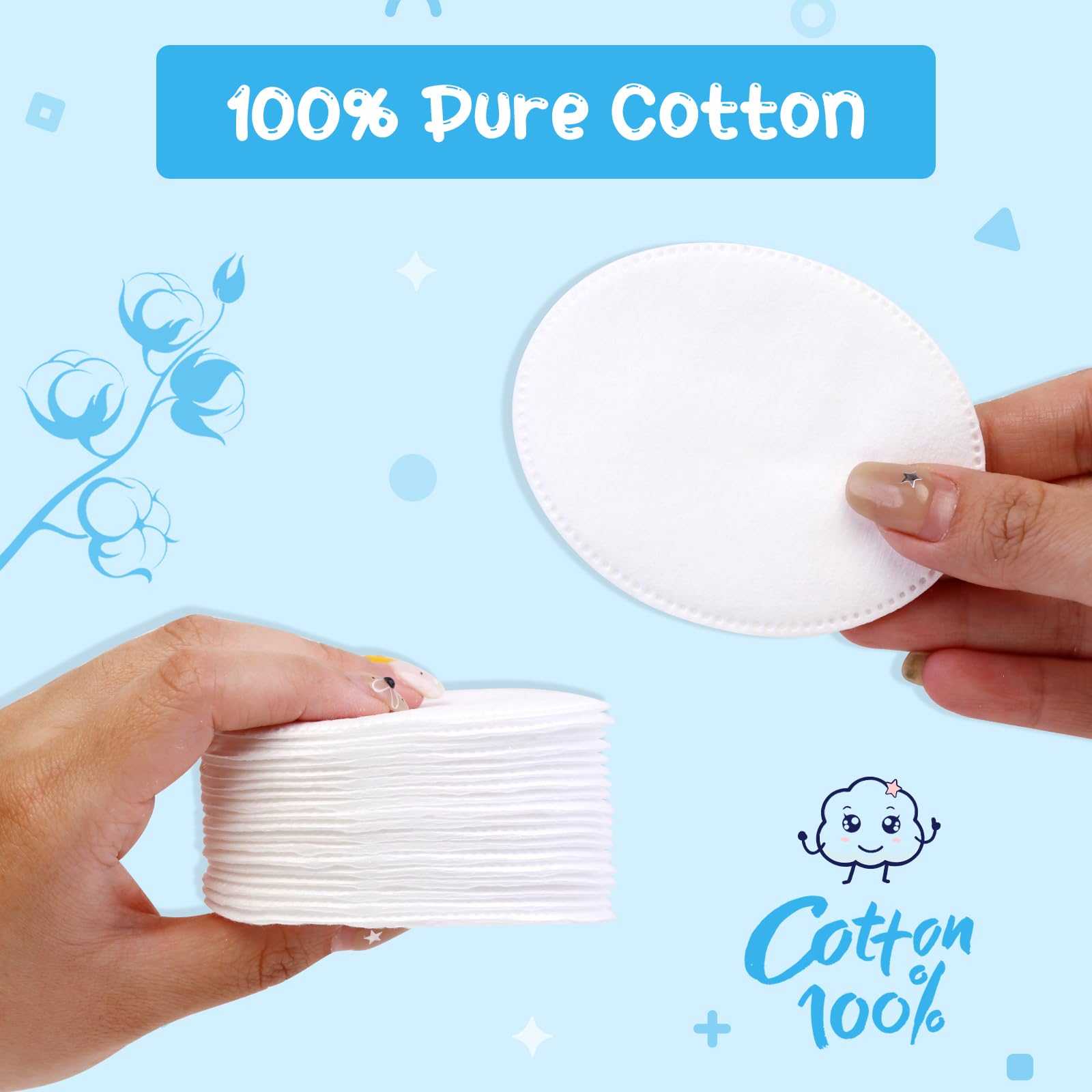Cottonessence discos de algodón ovalados, tamaño grande para cubrir más área.