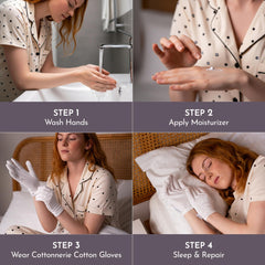 Guantes para manos secas Cottonnerie, uso nocturno para retener humedad.