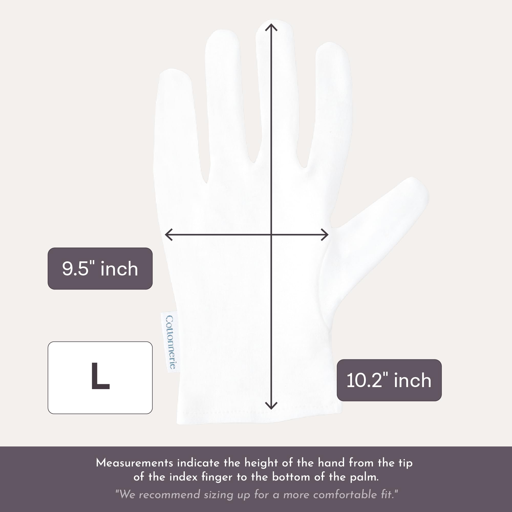 Guantes Cottonnerie Basics para cuidar las manos antes de dormir.