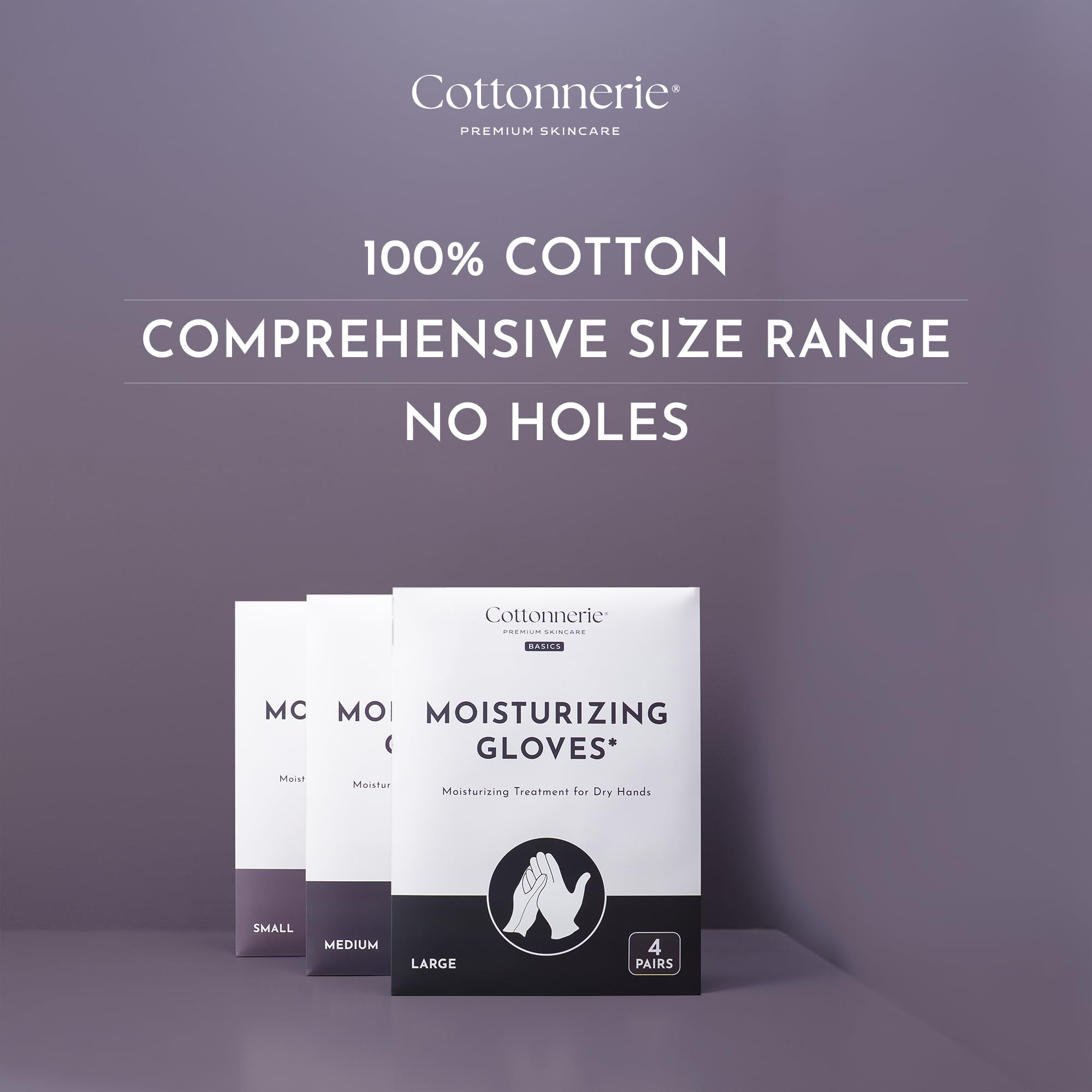 Guantes Cottonnerie Basics de talla mediana para manos sensibles y secas.