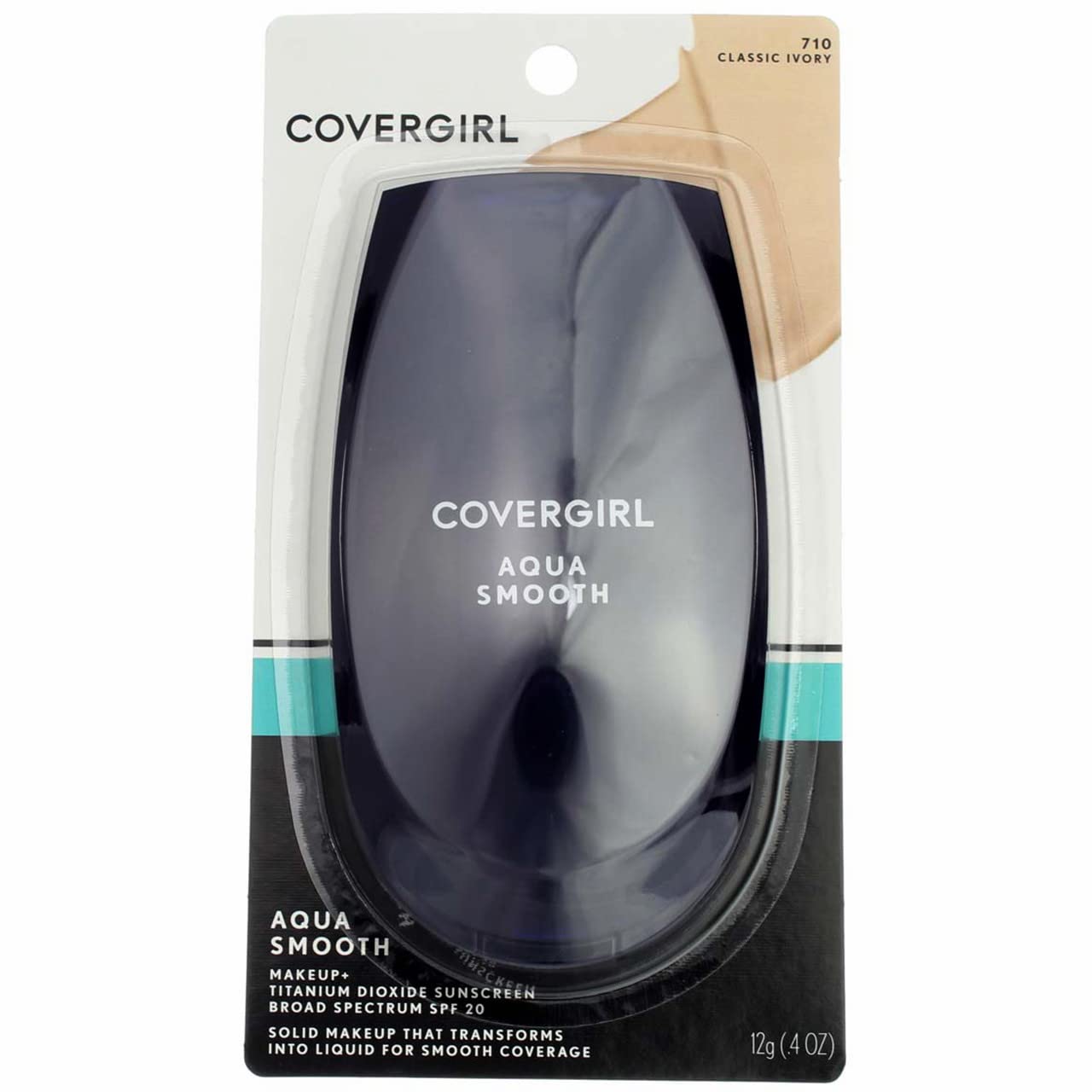 CoverGirl Aquasmooth base compacta en tono 710 Classic Ivory para piel uniforme.