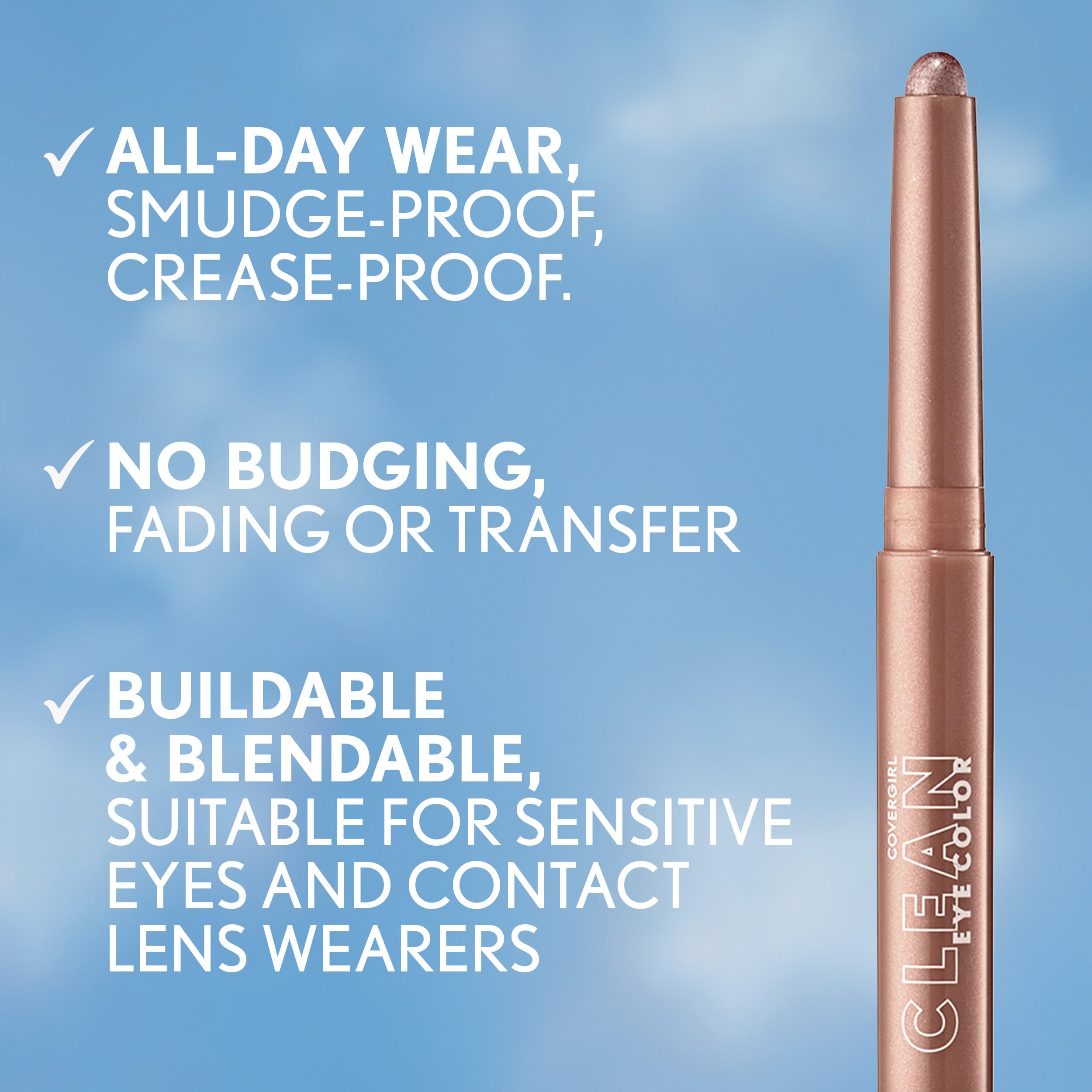 CoverGirl Clean Eye Color bronce brillo barra 05: acabado resistente a manchas y sin pliegues.