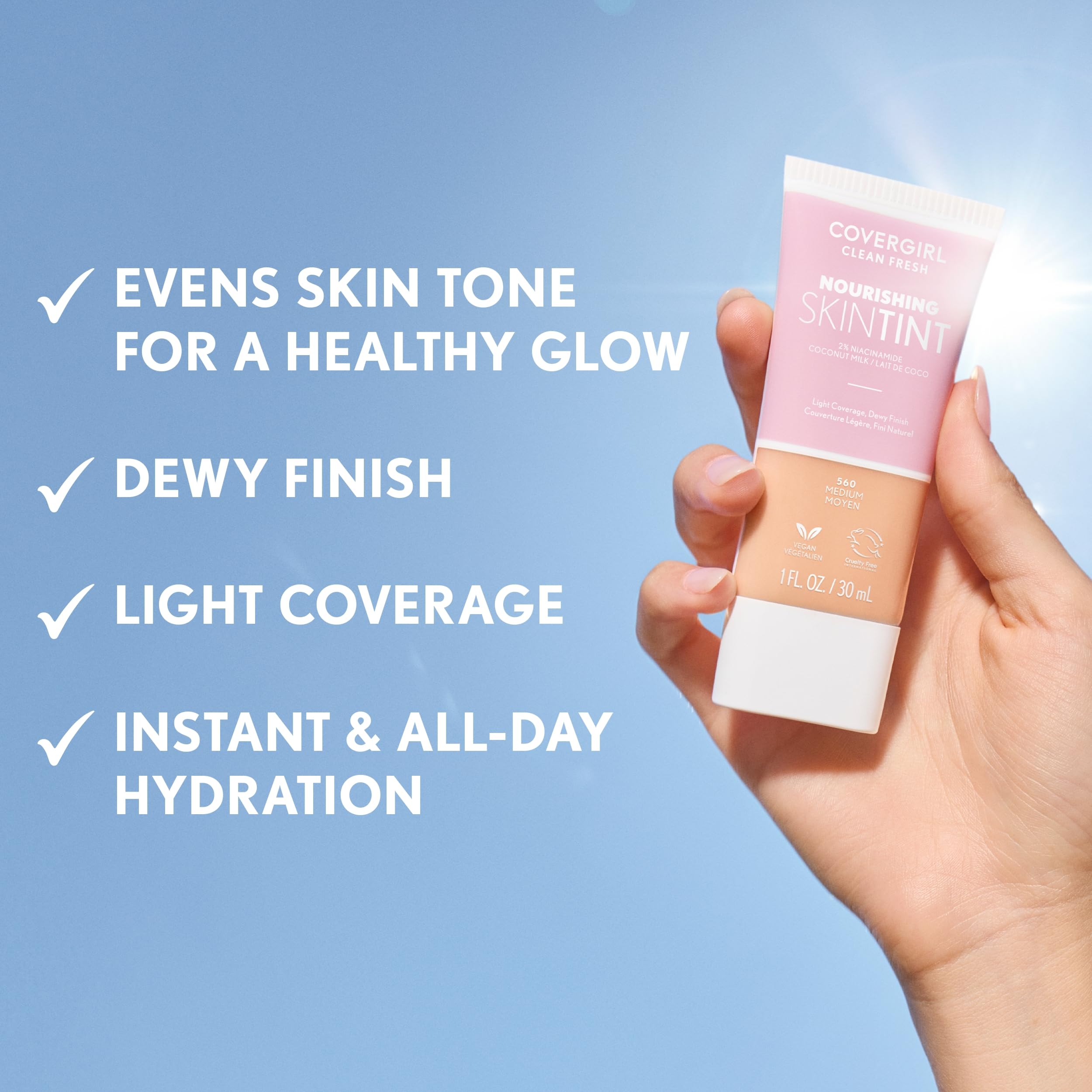 COVERGIRL Clean Fresh envase amigable facilita uso diario y transporte.