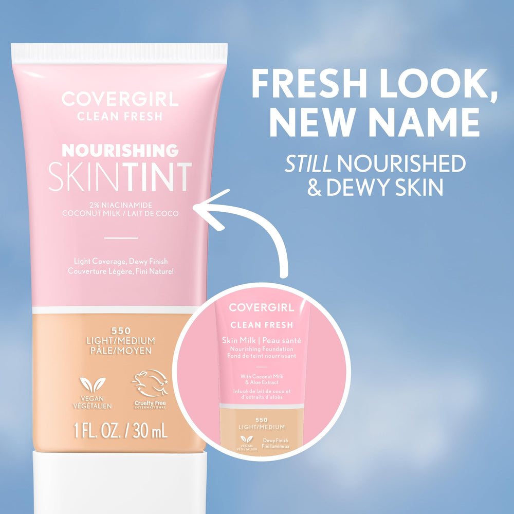 COVERGIRL Clean Fresh ingredientes coco aloe nutren la piel con hidratación suave.