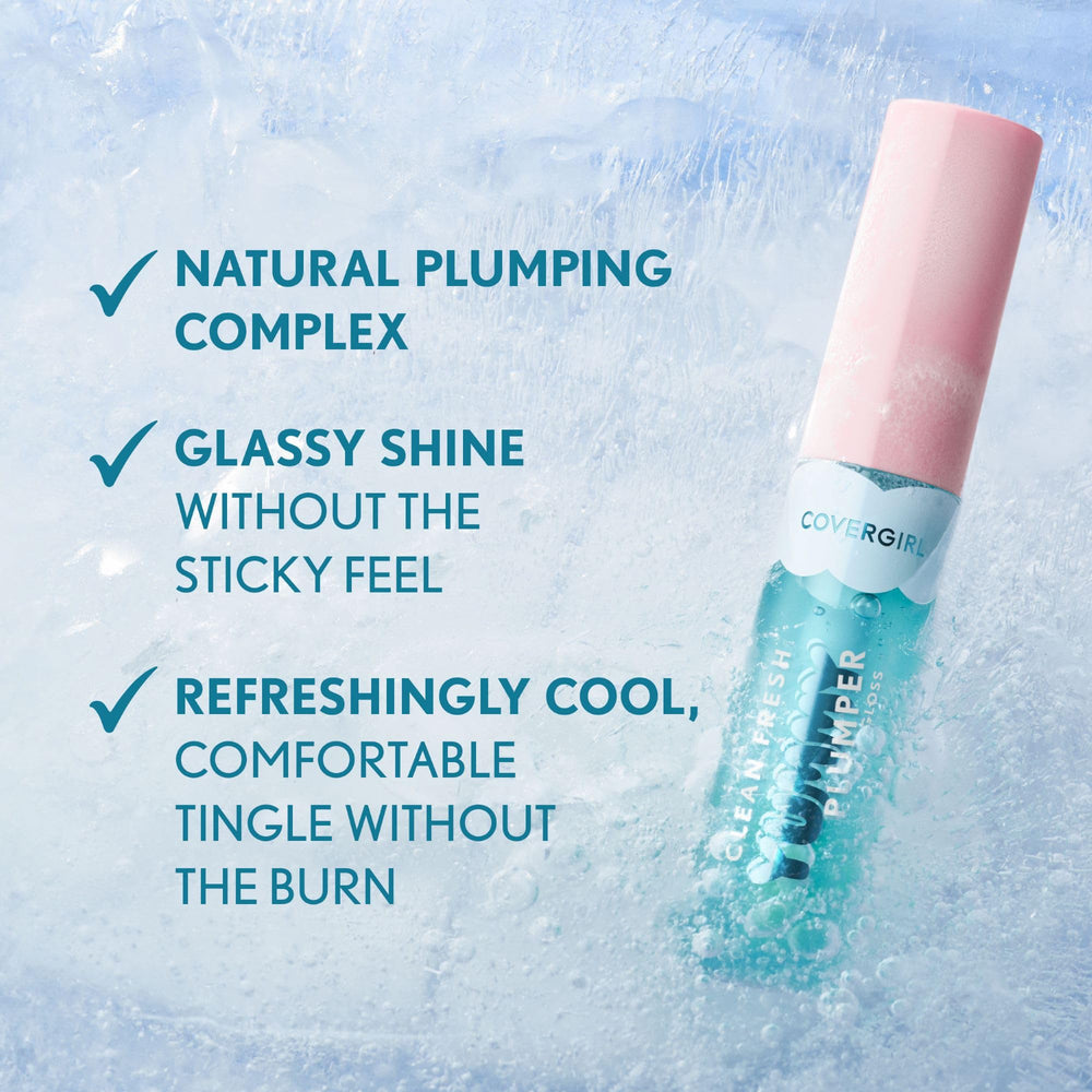 COVERGIRL Clean Fresh Yummy Plumper efecto volumen suave en labios con brillo glassy