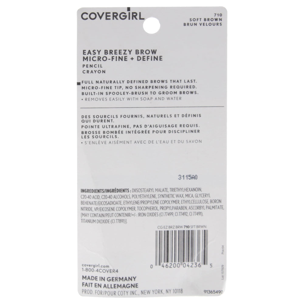 CoverGirl Easy Breezy Cejas, brocha integrada para difuminar color
