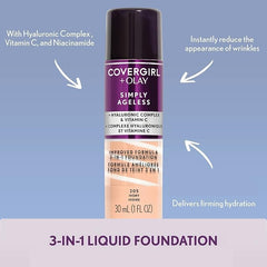 Fondo mate de CoverGirl Olay Simply Ageless para piel uniforme.