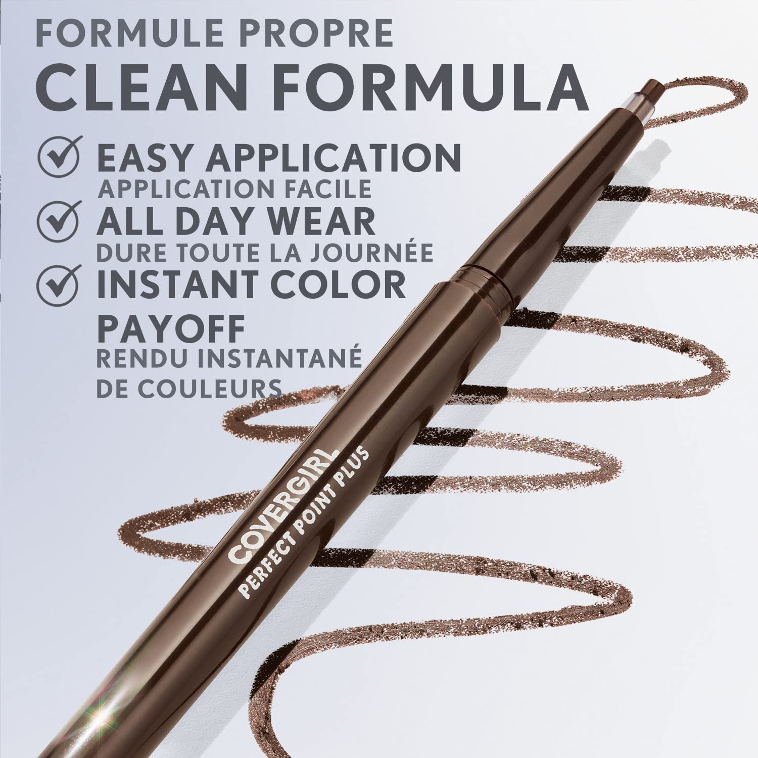 COVERGIRL Perfect Point Plus Delineador carbón resistente para uso diario.