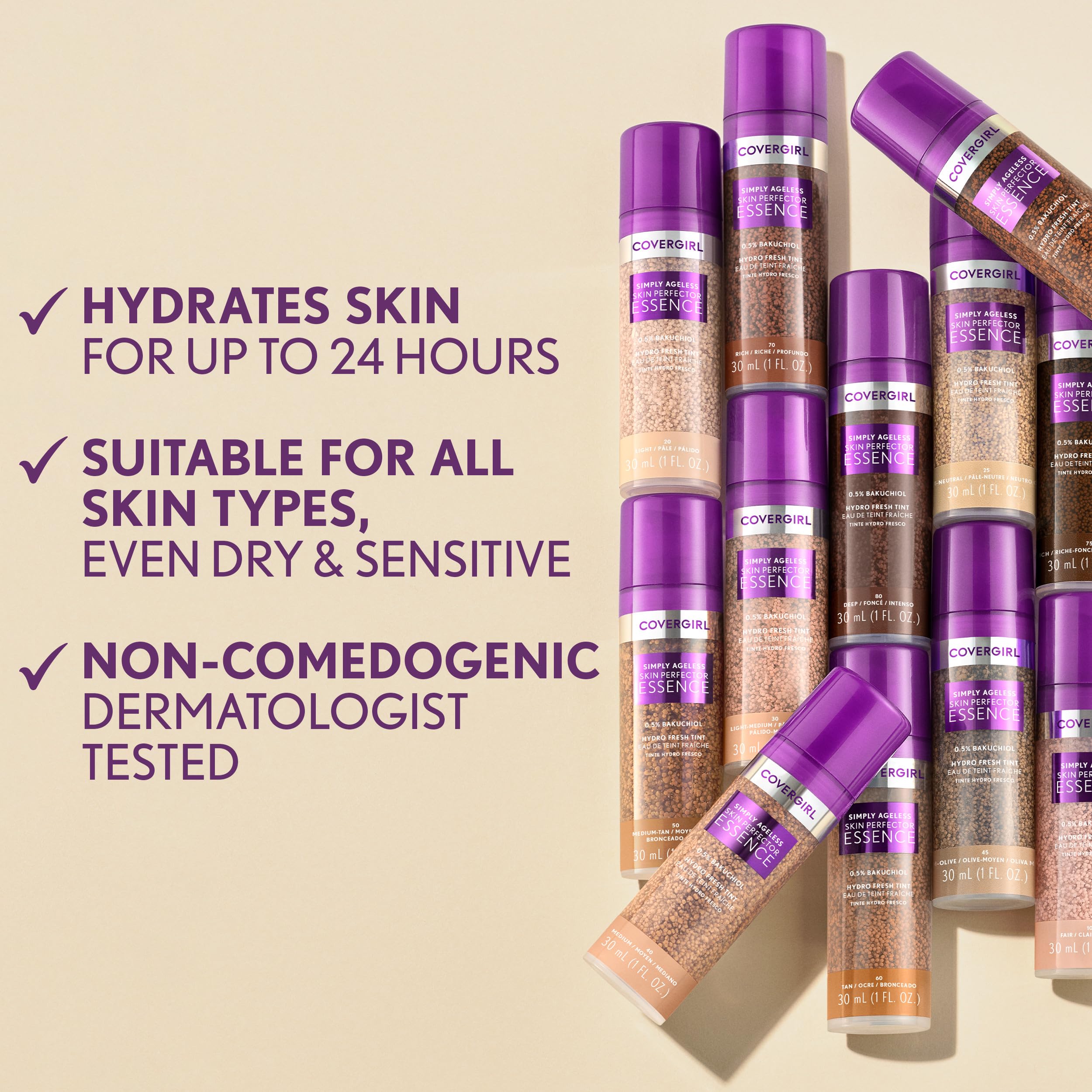 CoverGirl Simply Ageless distribución-hidratante que se siente ligera todo el día
