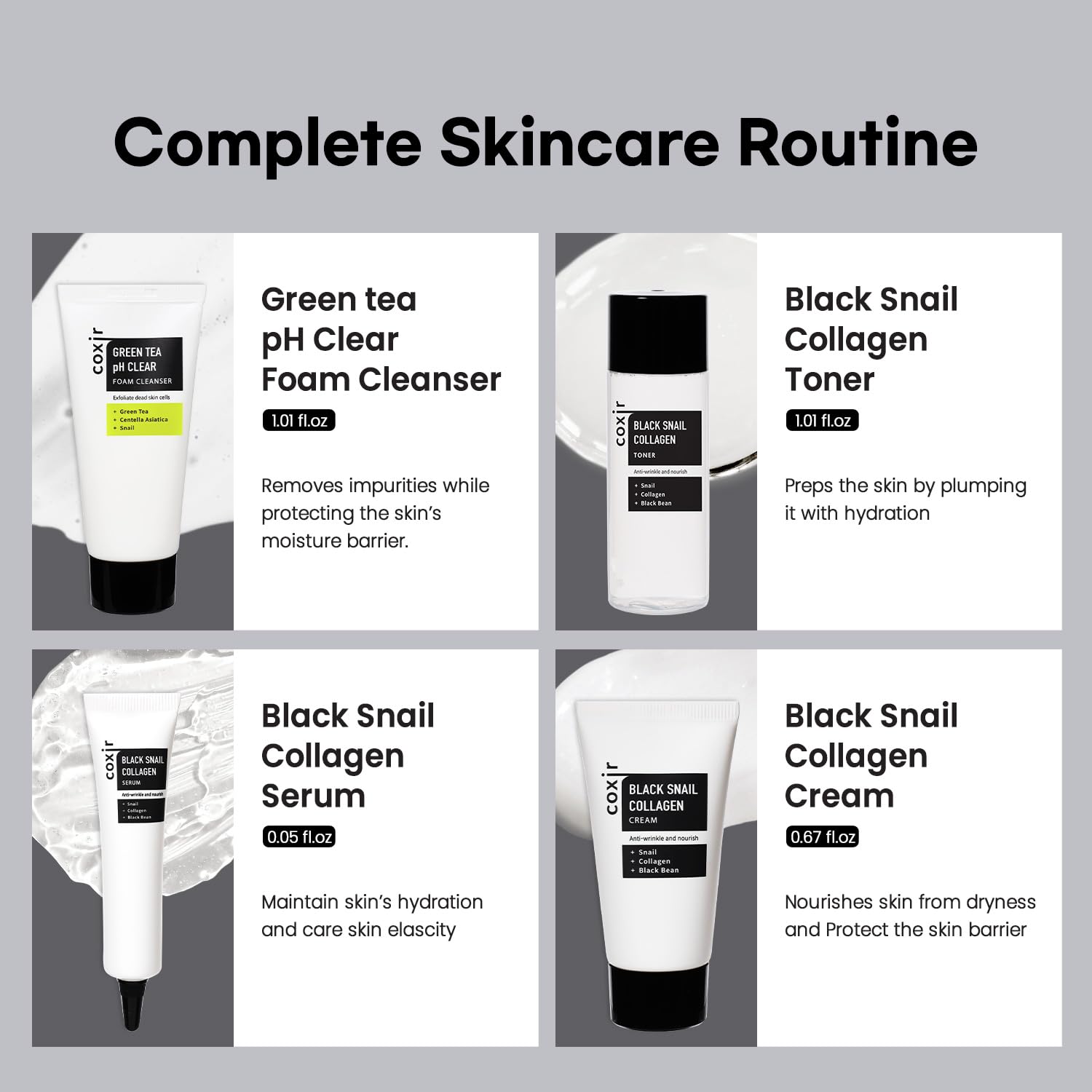 coxir 4-Piece Skincare Routine offers a complete starter experience.