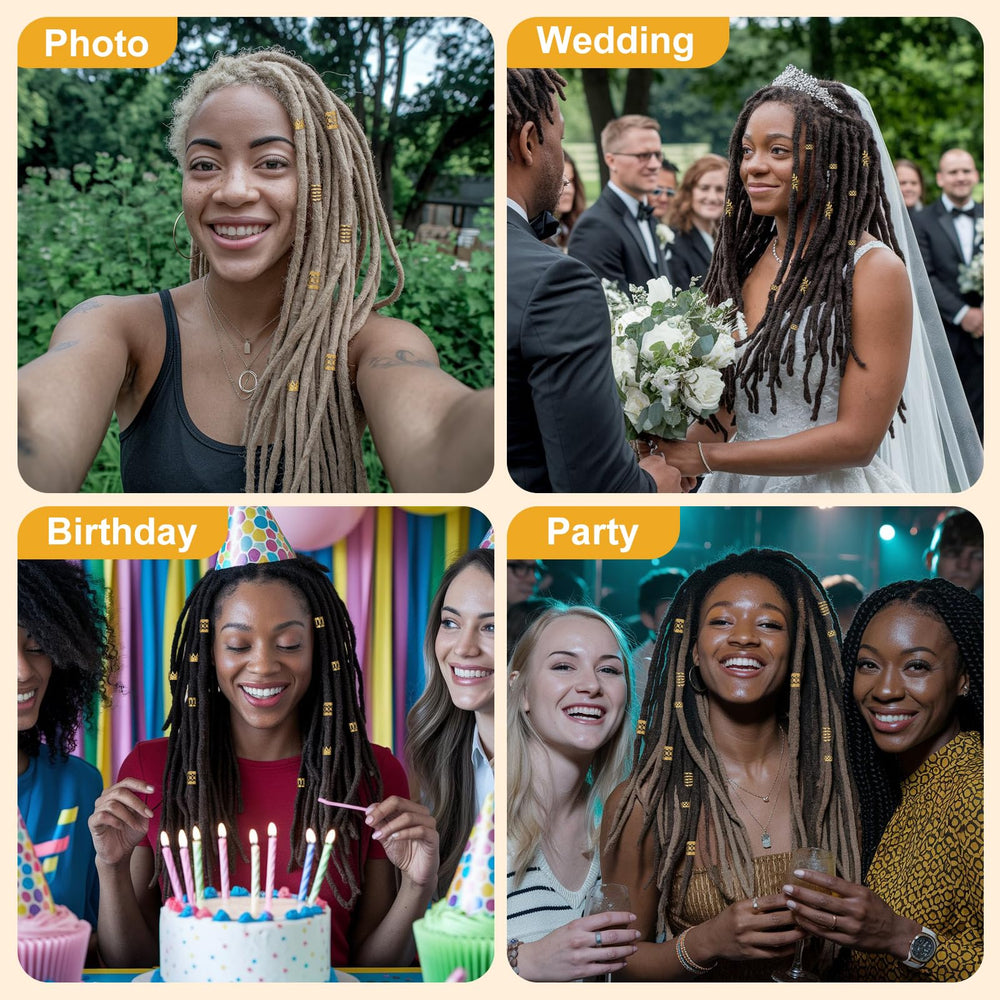 Accesorios para dreadlocks oro de CPOXITI, colección versátil para estilos.