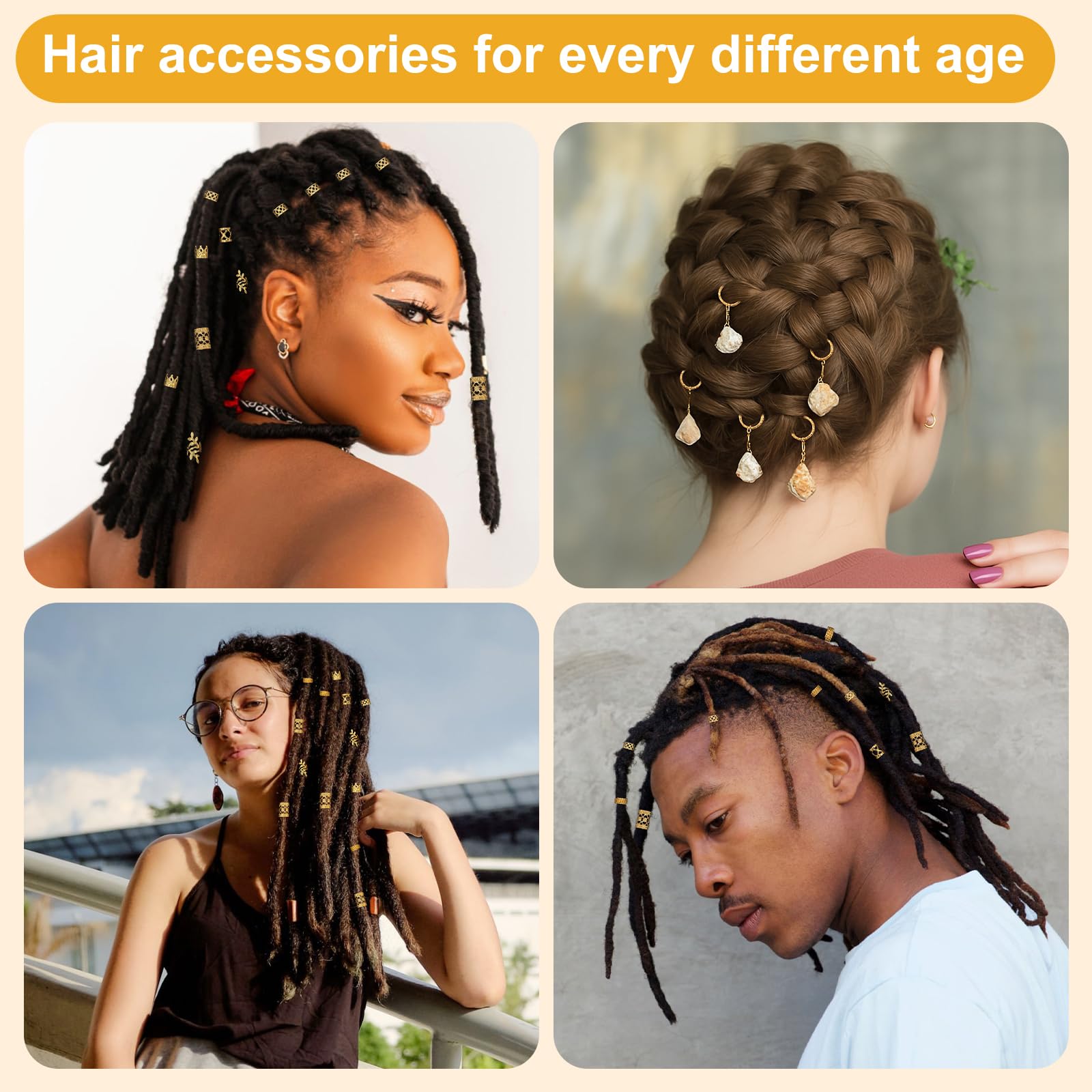 Pinzas para pelo dreadlocks en oro de CPOXITI, uso cómodo todo el día.