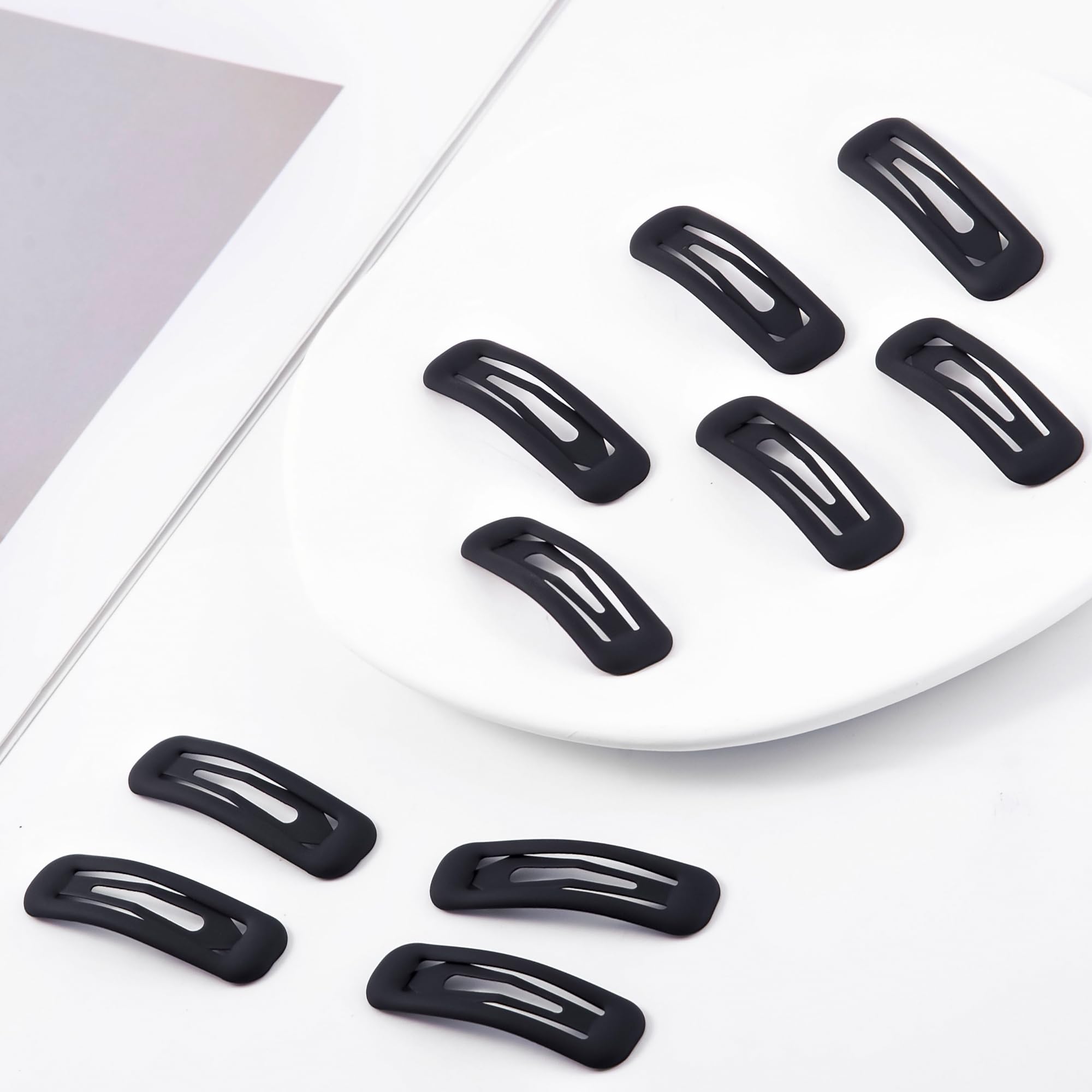 Accesorio de cabello Cptots con broche rectangular negro mate para peinados diarios