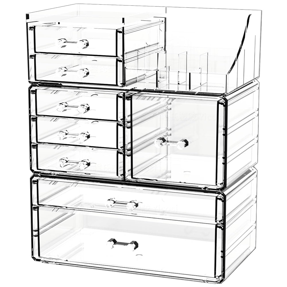 Cq acrylic organizador maquillaje cristal 8 cajones para cosméticos
