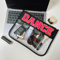cqoogrlx bolsa maquillaje danza con parche chenille para estilo distintivo