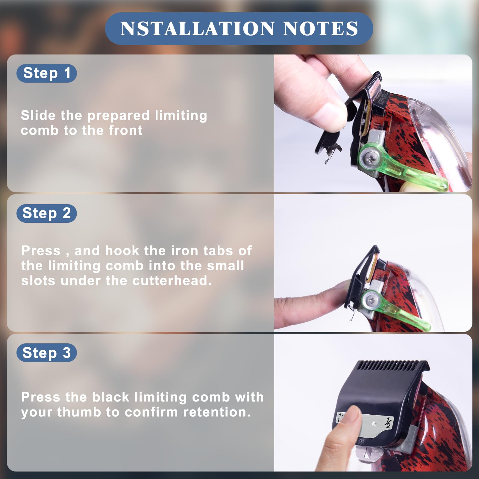 CR8GR8 guardas para Wahl: diseño con clip seguro para cambiar con facilidad.
