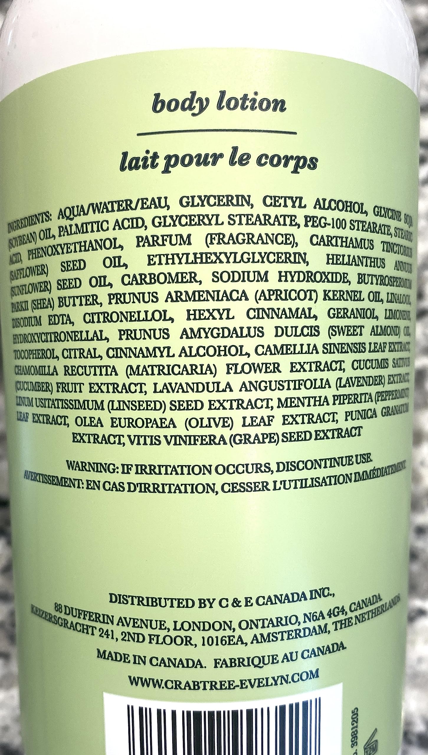 Crabtree & Evelyn Lily Body Lotion, aplicación-manos, crema nutritiva para piel suave.