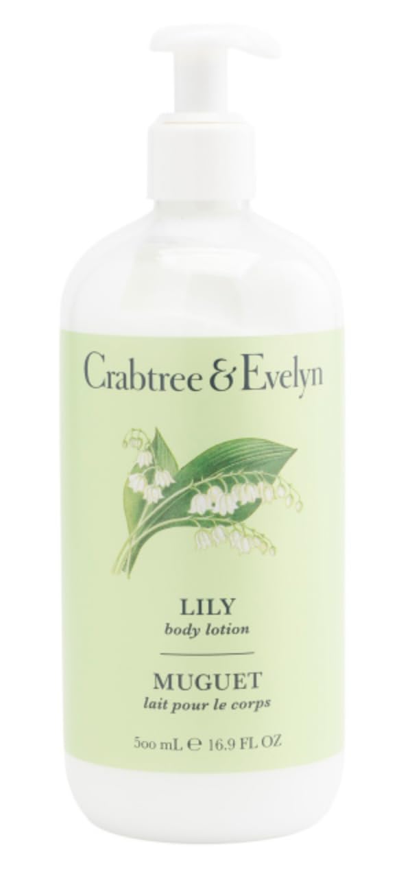 Crabtree & Evelyn Lily Body Lotion, botella frontal, hidratación suave para todo el día.