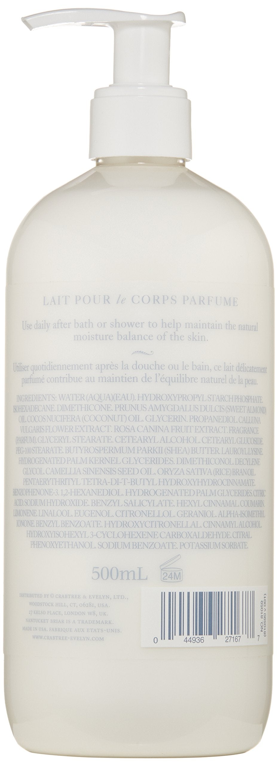 Crabtree & Evelyn Nantucket Briar loción, textura cremosa para la aplicación diaria en piel.