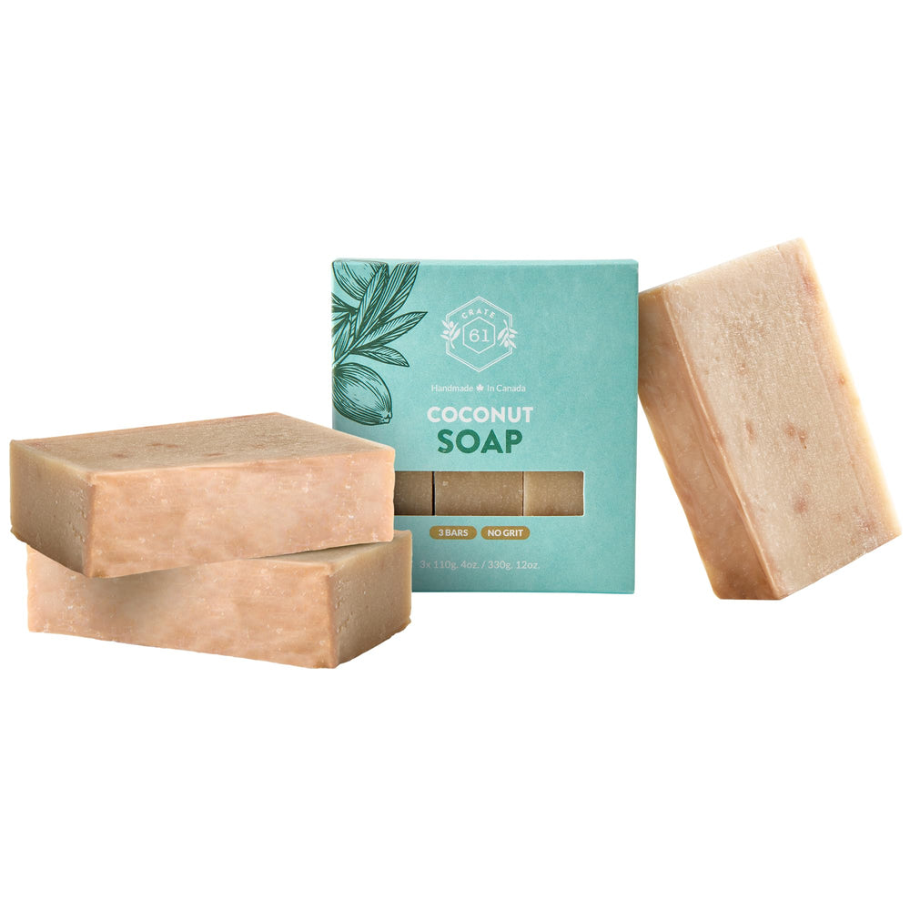 Crate 61 Organics jabón barra coco para rostro y cuerpo, cuidado suave diario