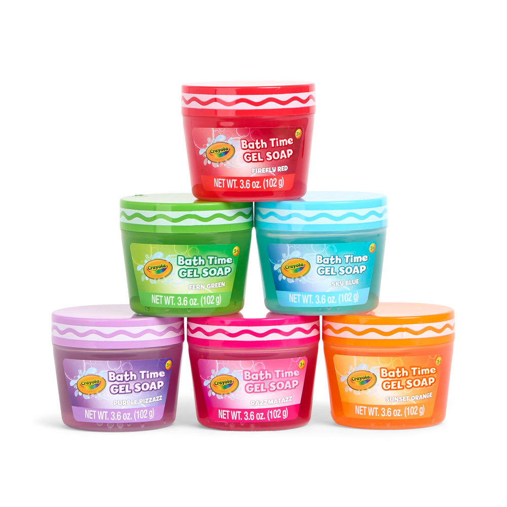 Crayola Bath Time Slime 6-pack promotes fun cleaning during bath time.