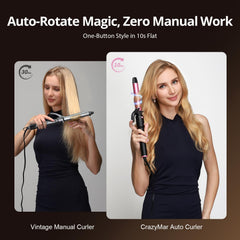 CrazyMar 5 en 1 rizador automático con cerámico 1,0 pulgada para rizos uniformes.
