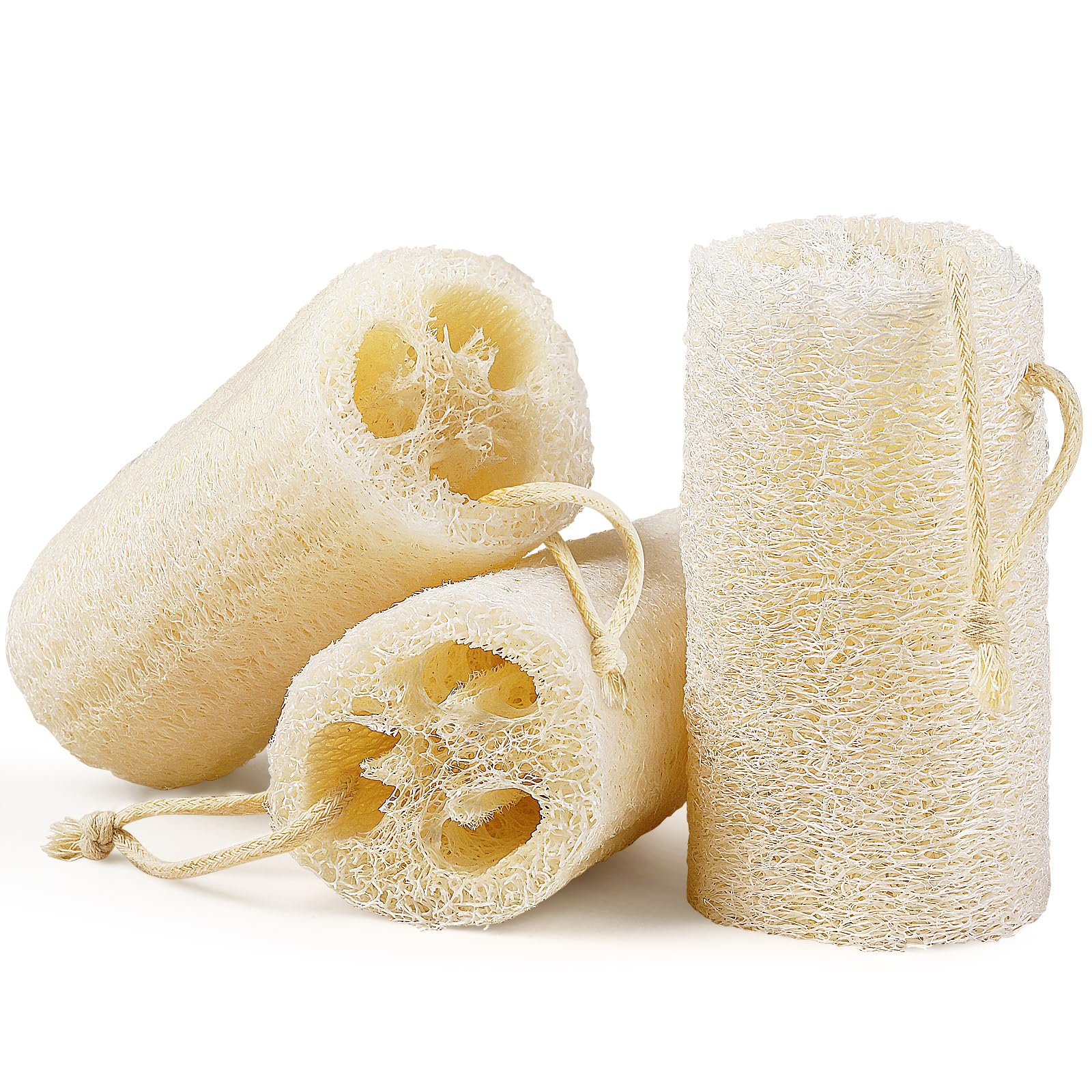 Createjoya lufa natural de 5 pulgadas, conjunto de 3 para exfoliación suave.