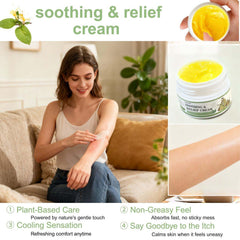 Crema Alivio Calma aplicación rápida—absorción rápida sin sensación grasa.