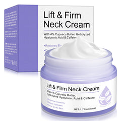 Crema cuello reafirmante y elevadora en bote, ofrece hidratación profunda para piel delicada.