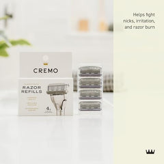 Cremo refill displaying hydrating gel pools for slick shaving