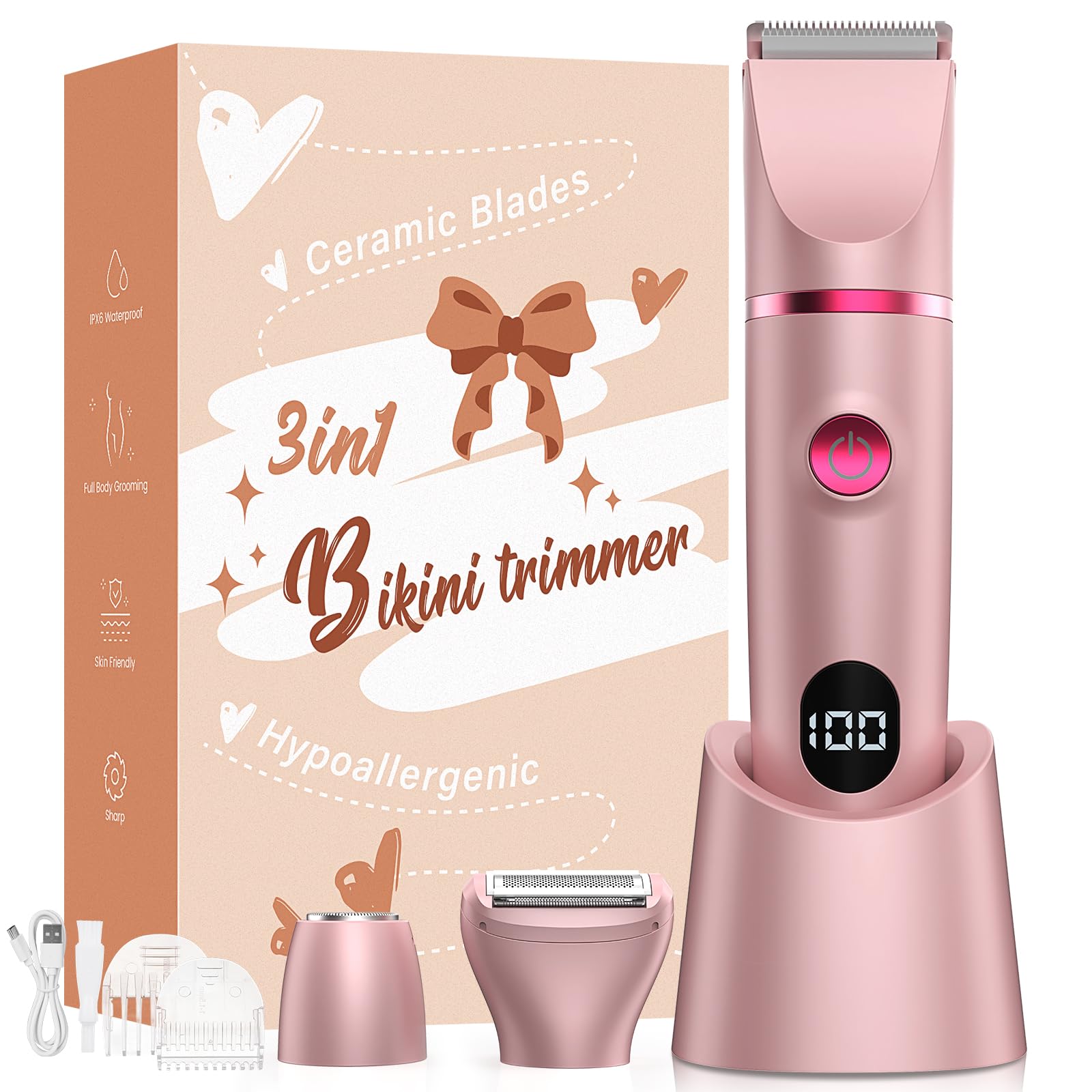 Crolanli Bikini Trimmer con diseño ergonómico para agarre cómodo y afeitado preciso.