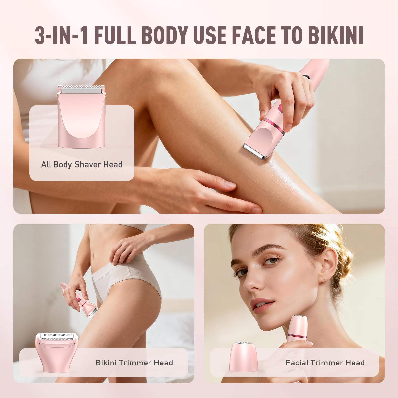 Uso en piernas y axilas con diseño suave y seguro