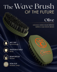 Cepillo Crown Quality Olive Medium Curva 360 Ola Caesar 2.0, uso en humedad, rendimiento rápido
