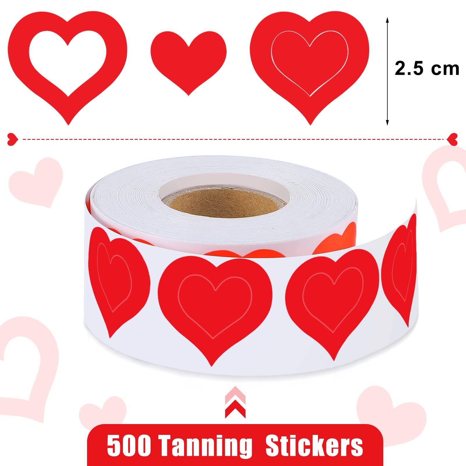 Crtiin pegatinas de bronceado con tres formas de corazón para diseño personal.
