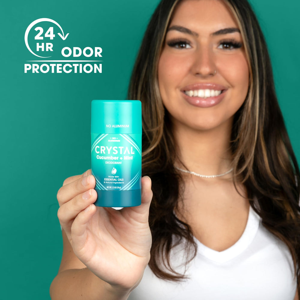 Crystal Essence envase de 70 g, práctico para viaje o bolso.