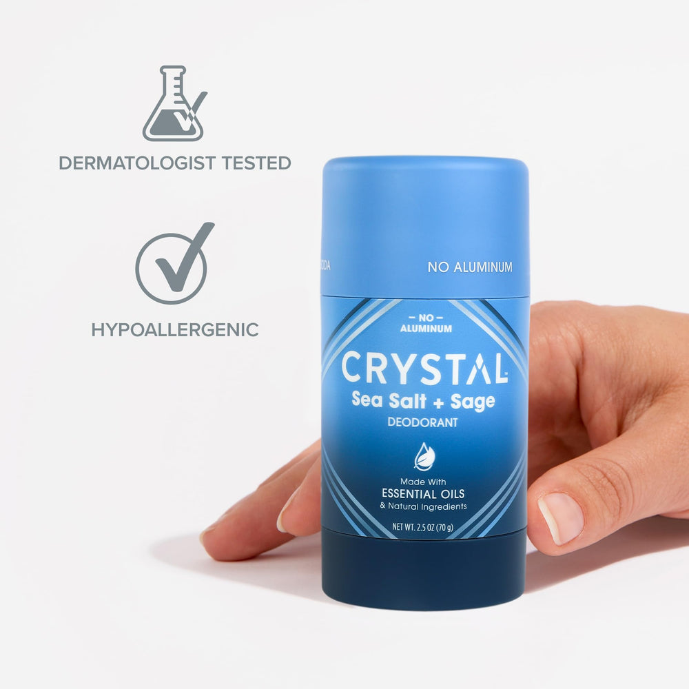 Crystal Essence parfum Sel de Mer Sauge apporte une sensation marine rafraîchissante.