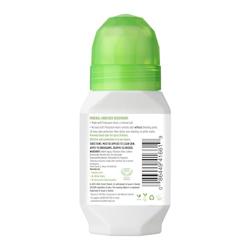 Crystal Essence desodorante mineral roll-on, aplicador suave para piel delicada