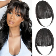 Cesomeey flequillo con clip en negro natural para un aspecto auténtico y versátil.