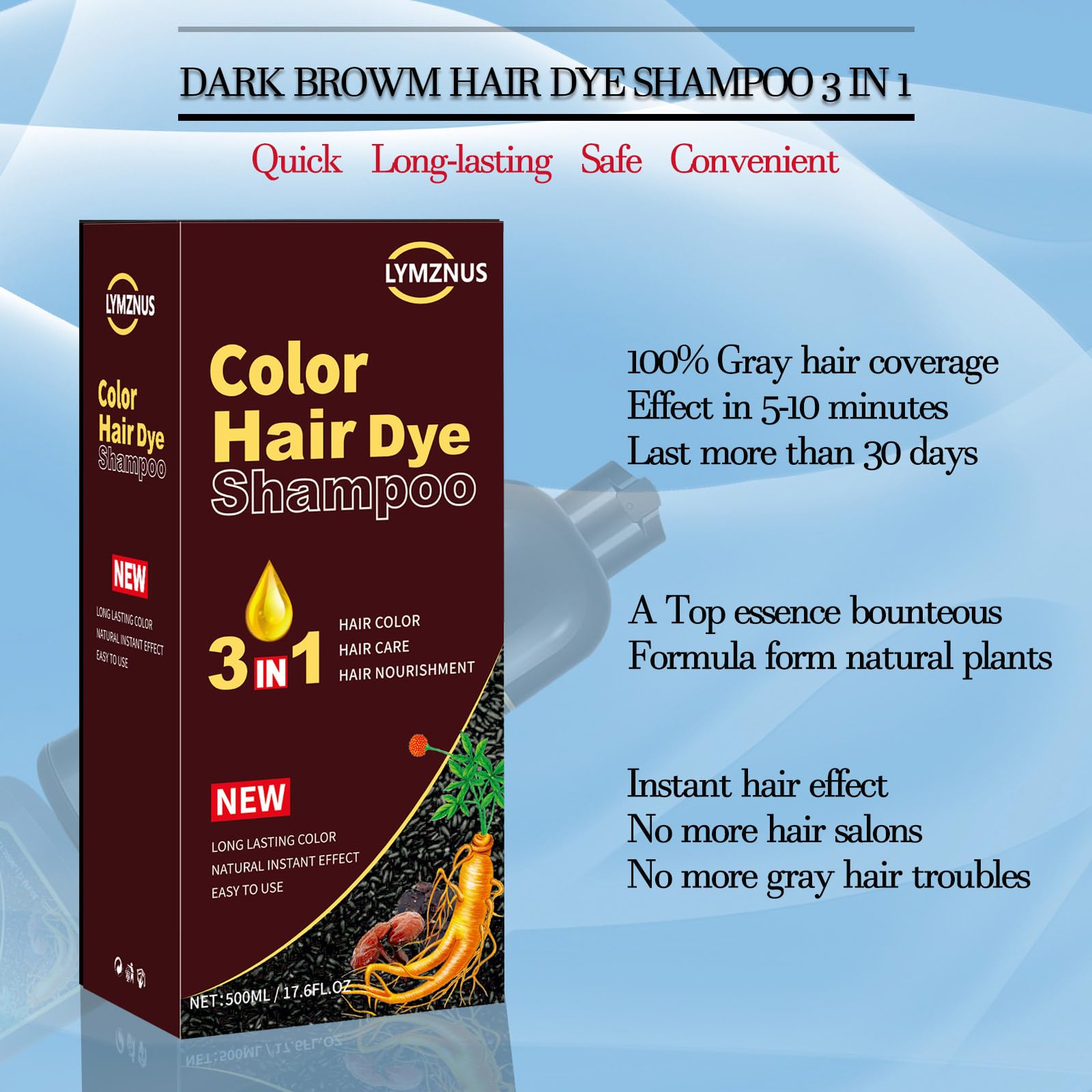 CSFDXD champú coloración canas vino tinto, resultado duradero y 500 ml.