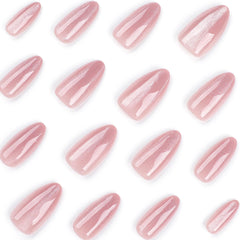 CTTHNBD Almond Press on Nails Medium, adhesivos jelly incluidos para fijación segura.